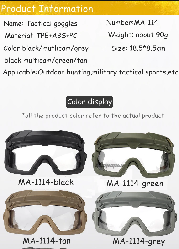 Tactical Airsoft Paintball Goggles Windproof Anti Fog CS Wargame Hiking Protection Goggles Fits for Tactical Helmet