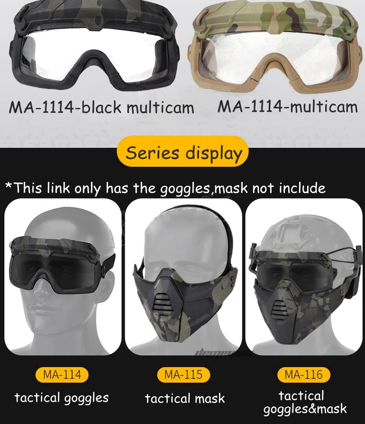 Tactical Airsoft Paintball Goggles Windproof Anti Fog CS Wargame Hiking Protection Goggles Fits for Tactical Helmet
