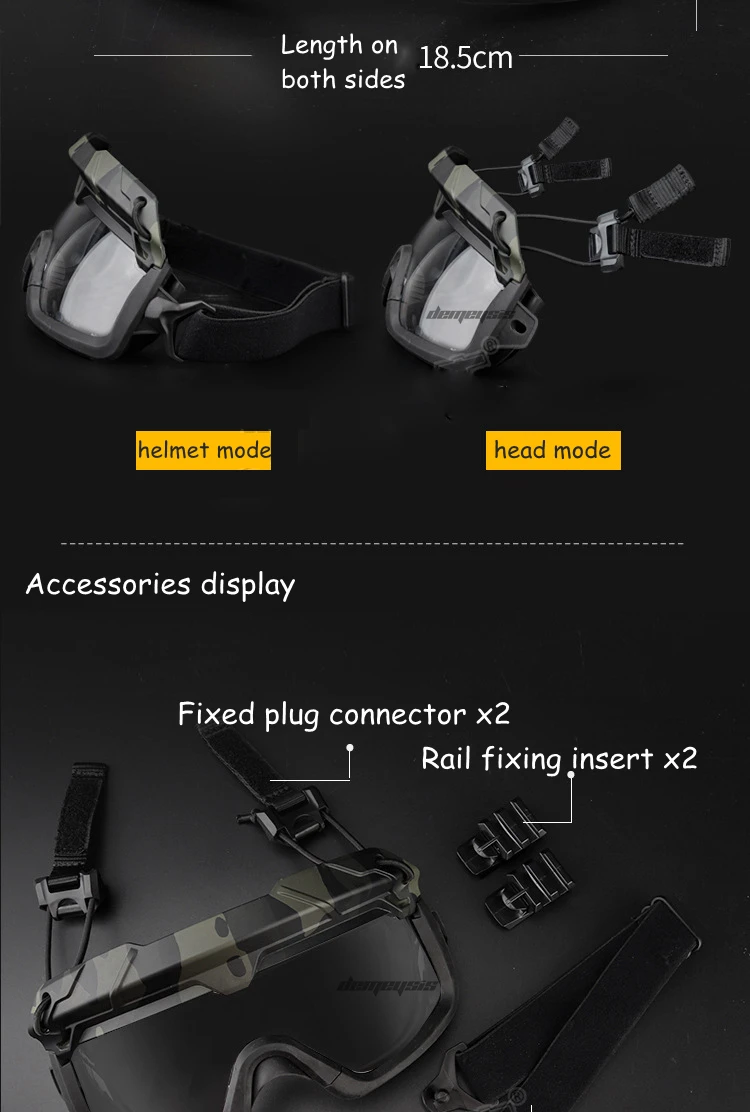 Tactical Airsoft Paintball Goggles Windproof Anti Fog CS Wargame Hiking Protection Goggles Fits for Tactical Helmet