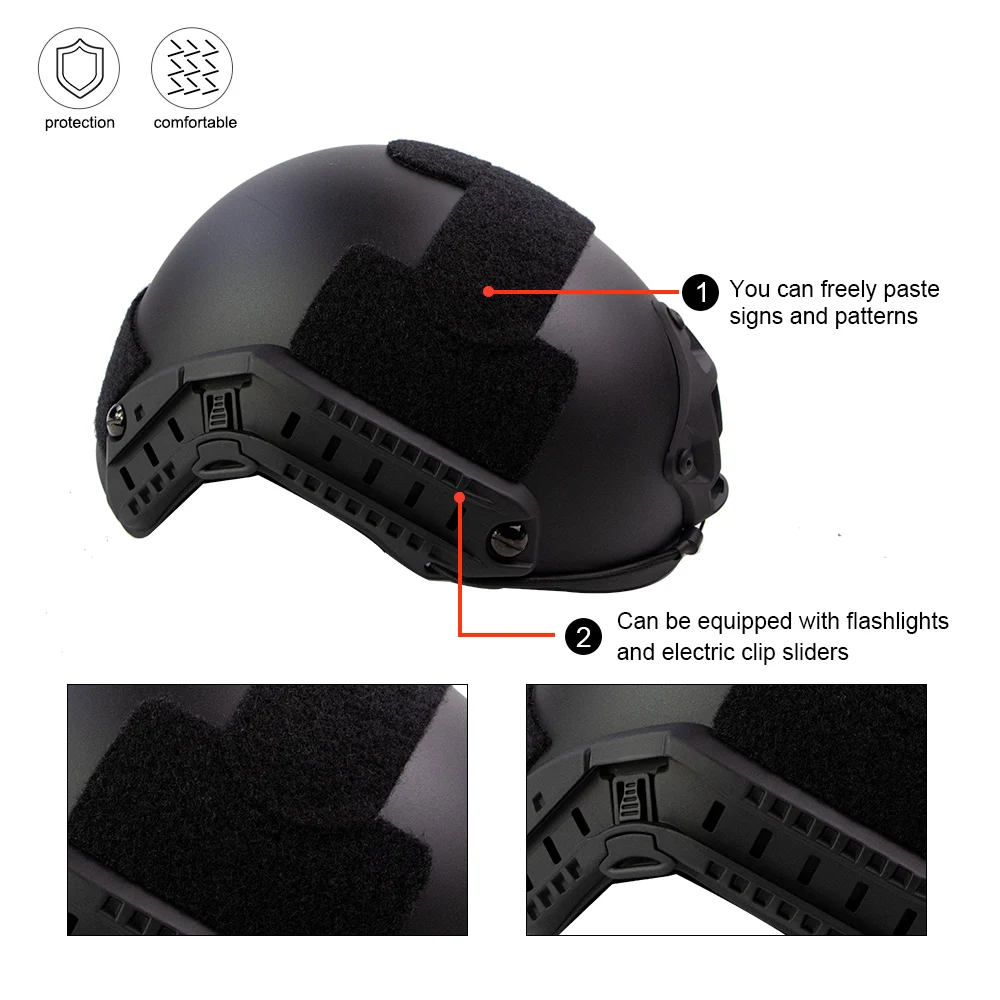 BOOIU Fast Tactical Helmet Thicken ABS Outdoor Air Gun Shooting CS Protective Equipment Riot Helmets Riding Protect Helmet