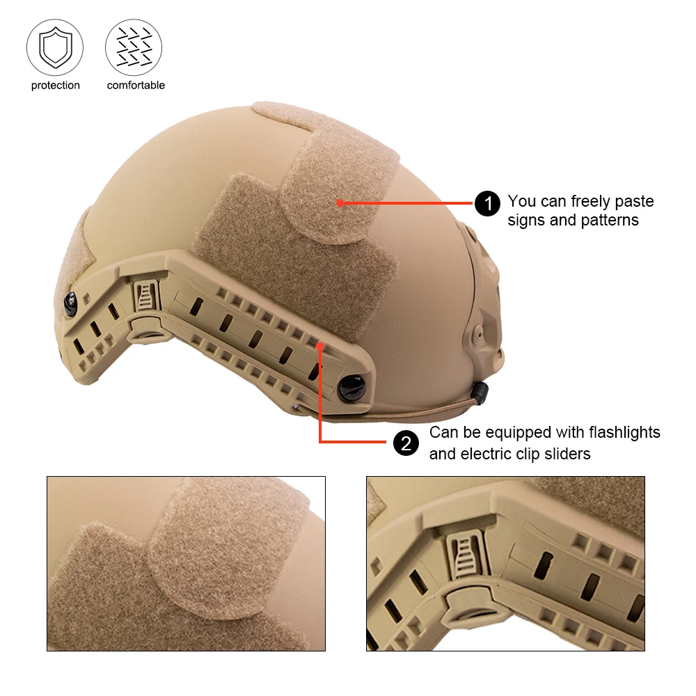BOOIU Fast Tactical Helmet Thicken ABS Outdoor Air Gun Shooting CS Protective Equipment Riot Helmets Riding Protect Helmet