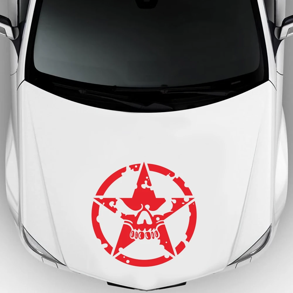 Doordash Army Military Forces Cover Star Car Stickers Vinyal Decals Jeep Wrangler JK CJ TJ YJ Pentagram Broken Skull Head Fall