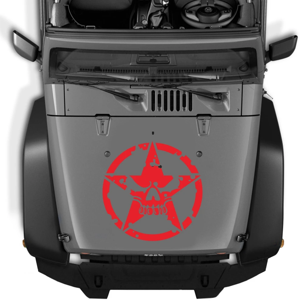 Doordash Army Military Forces Cover Star Car Stickers Vinyal Decals Jeep Wrangler JK CJ TJ YJ Pentagram Broken Skull Head Fall