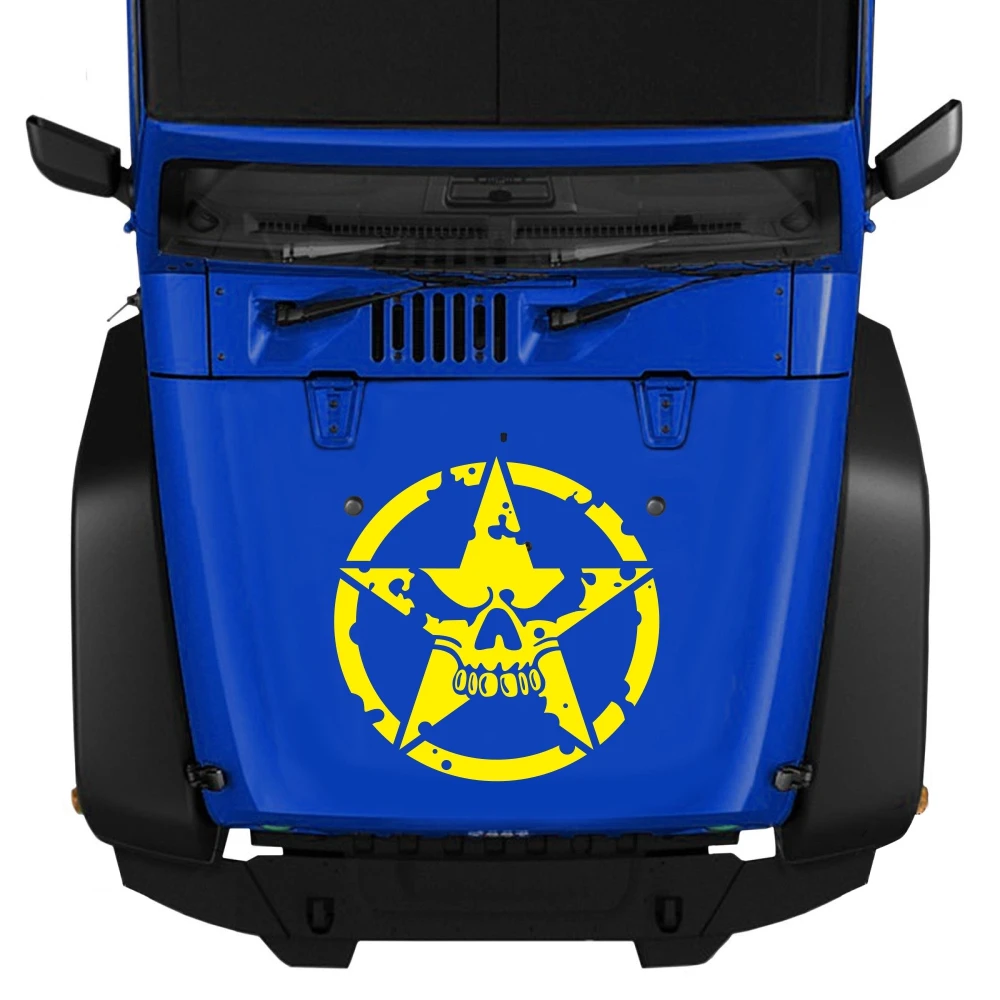 Doordash Army Military Forces Cover Star Car Stickers Vinyal Decals Jeep Wrangler JK CJ TJ YJ Pentagram Broken Skull Head Fall