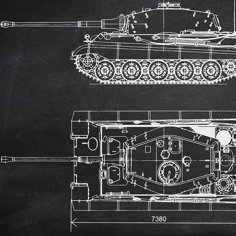 WW2 Tank Patent Vintage Posters and Prints German Tank King Tiger 2 Blueprint Art Canvas Painting Boys Gifts Wall Art Decor