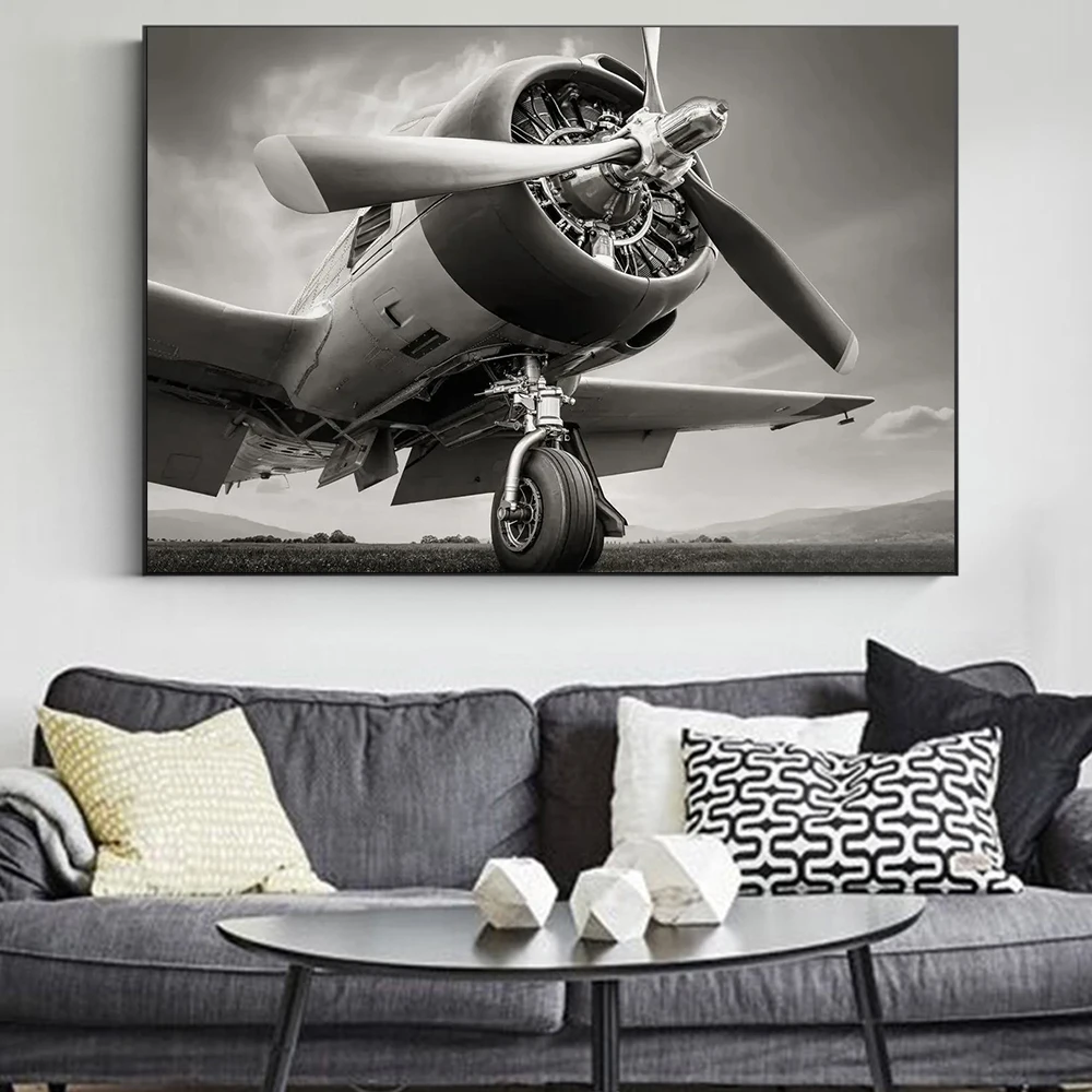 Vintage Aircraft Propeller Poster Prints For Living Room Home Decor Aviation Combat Aircraft Canvas Painting Wall Art Gift