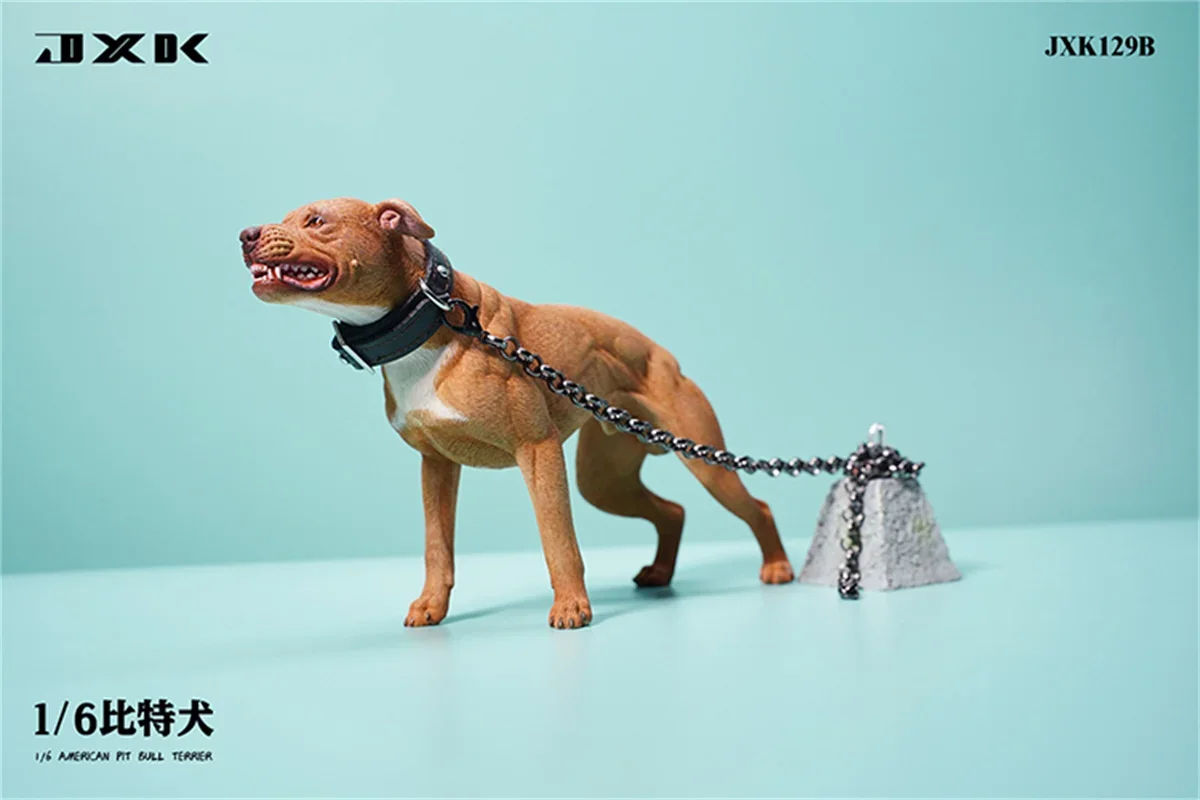1/6 American Pit Bull Terrier Model Animal Figure Realistic Pet Dog Collector GK Decoration Kids Educational Toy Gift Adult