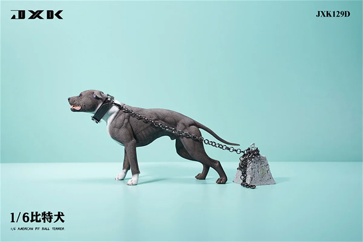 1/6 American Pit Bull Terrier Model Animal Figure Realistic Pet Dog Collector GK Decoration Kids Educational Toy Gift Adult