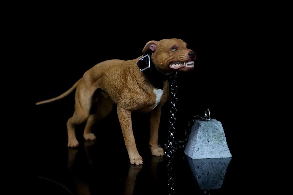 1/6 American Pit Bull Terrier Model Animal Figure Realistic Pet Dog Collector GK Decoration Kids Educational Toy Gift Adult