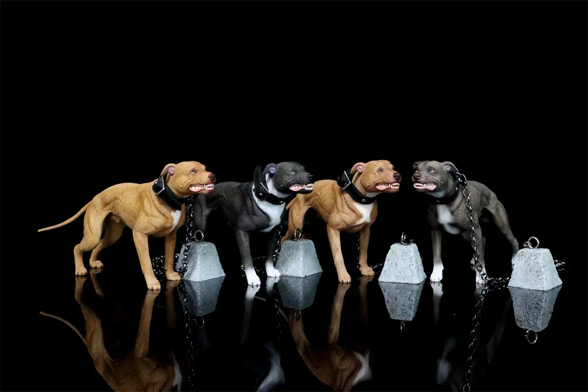 1/6 American Pit Bull Terrier Model Animal Figure Realistic Pet Dog Collector GK Decoration Kids Educational Toy Gift Adult