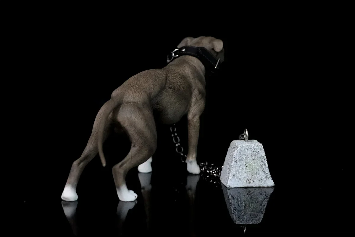 1/6 American Pit Bull Terrier Model Animal Figure Realistic Pet Dog Collector GK Decoration Kids Educational Toy Gift Adult