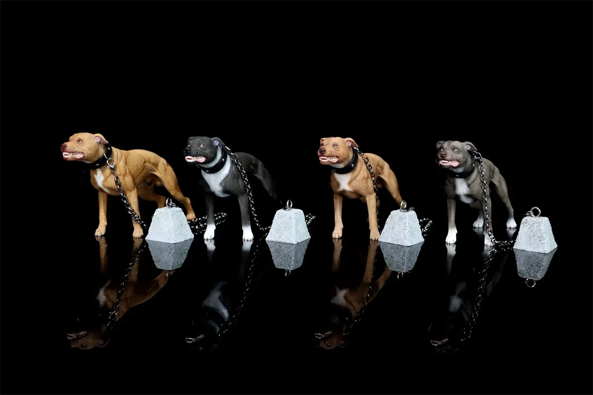 1/6 American Pit Bull Terrier Model Animal Figure Realistic Pet Dog Collector GK Decoration Kids Educational Toy Gift Adult