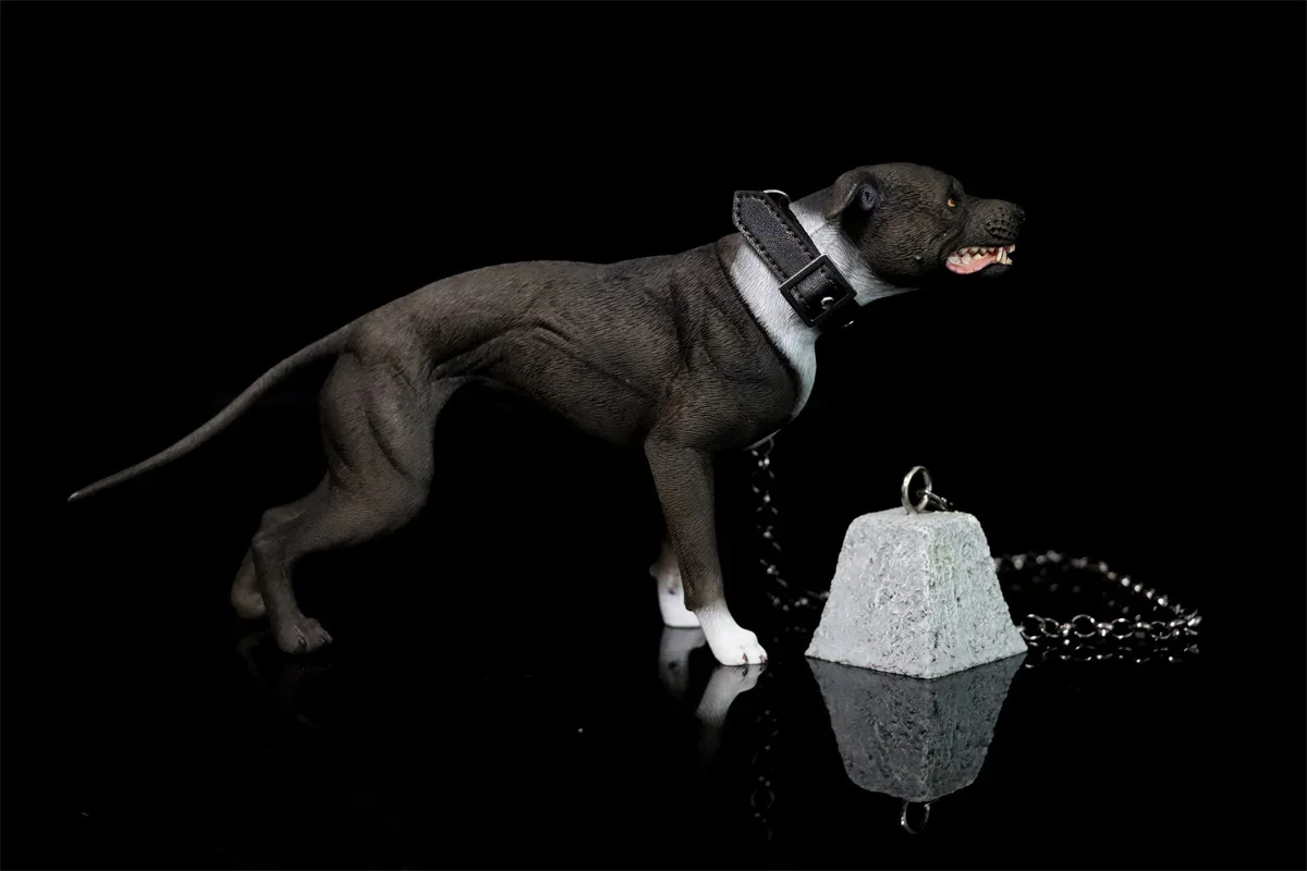 1/6 American Pit Bull Terrier Model Animal Figure Realistic Pet Dog Collector GK Decoration Kids Educational Toy Gift Adult