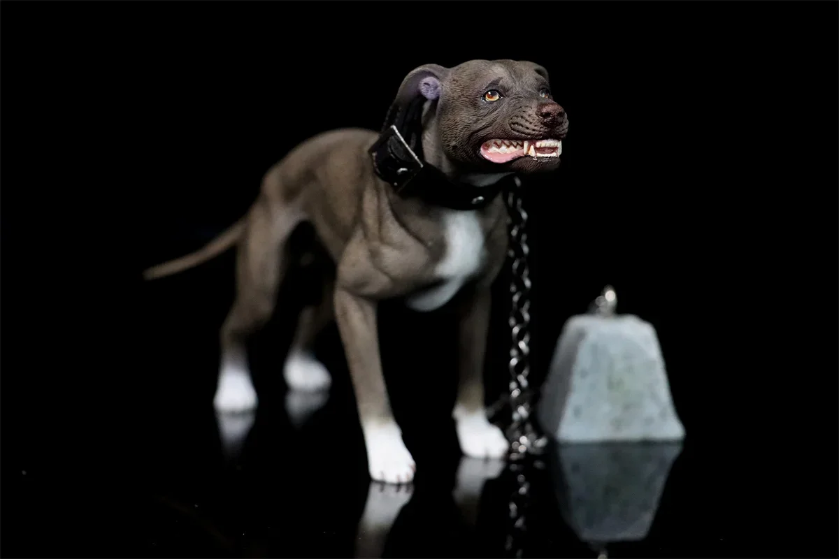 1/6 American Pit Bull Terrier Model Animal Figure Realistic Pet Dog Collector GK Decoration Kids Educational Toy Gift Adult