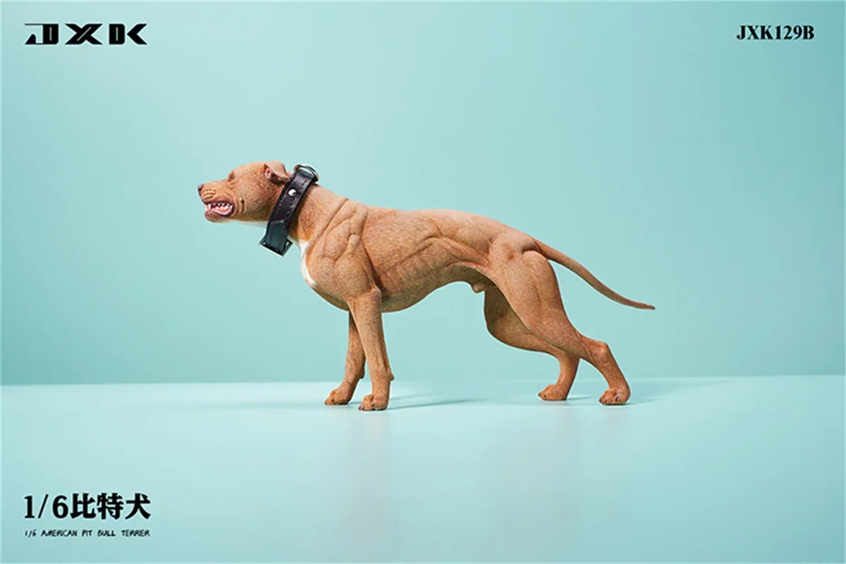 1/6 American Pit Bull Terrier Model Animal Figure Realistic Pet Dog Collector GK Decoration Kids Educational Toy Gift Adult