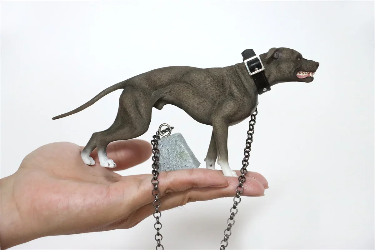 1/6 American Pit Bull Terrier Model Animal Figure Realistic Pet Dog Collector GK Decoration Kids Educational Toy Gift Adult