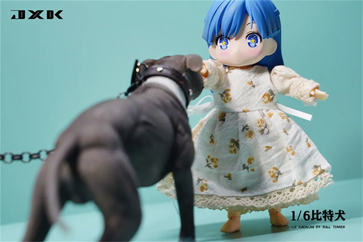 1/6 American Pit Bull Terrier Model Animal Figure Realistic Pet Dog Collector GK Decoration Kids Educational Toy Gift Adult