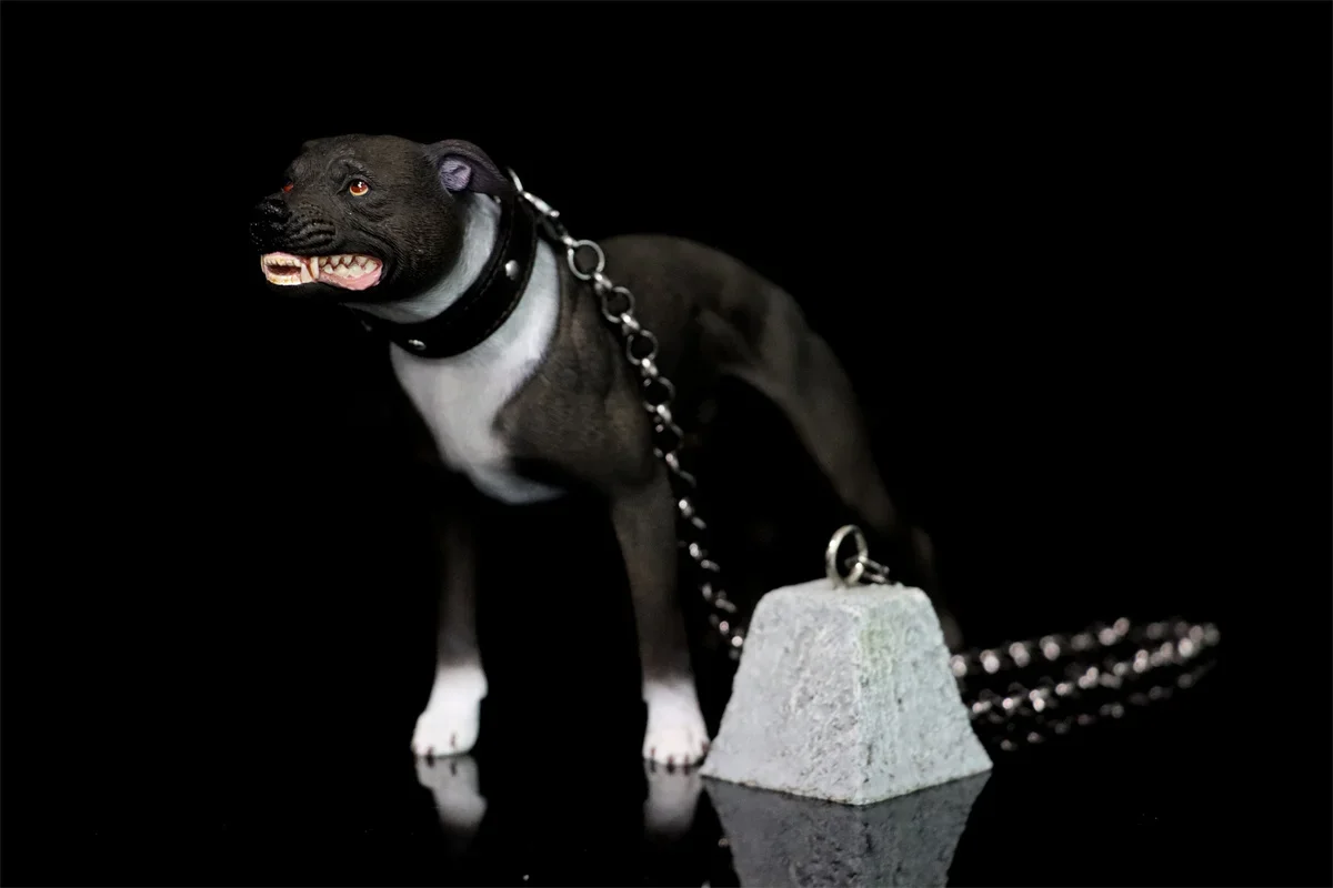 1/6 American Pit Bull Terrier Model Animal Figure Realistic Pet Dog Collector GK Decoration Kids Educational Toy Gift Adult