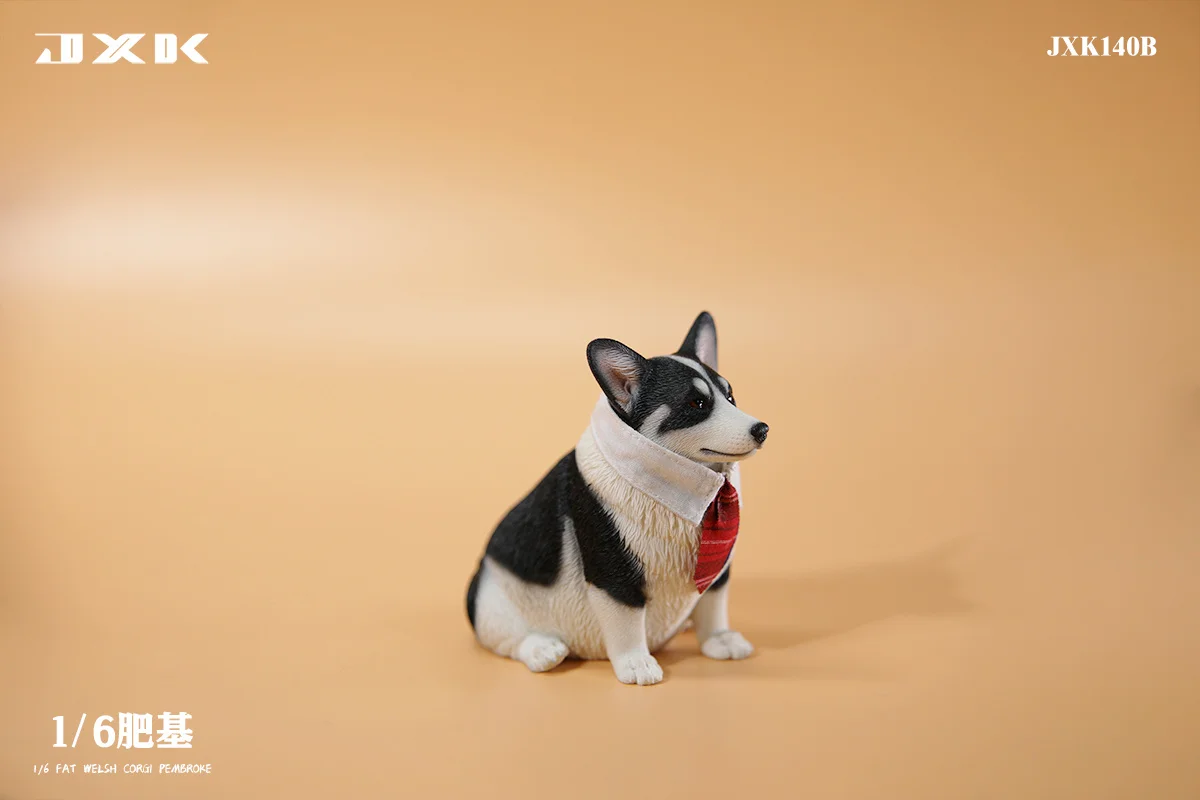 JXK 1/6 Fat Welsh Corgi Pembroke Model Dog Animal Accessory Scene Decoration Kids Educational Realistic Toy Collector Gift