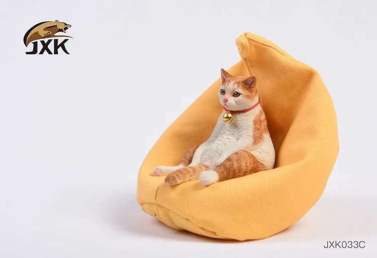 JXK033 1/6 Scale Collectible Resin Cute American Shorthair Pet Cat Lazy Sofa Model for 12inches Animal Scene Ornaments Toys