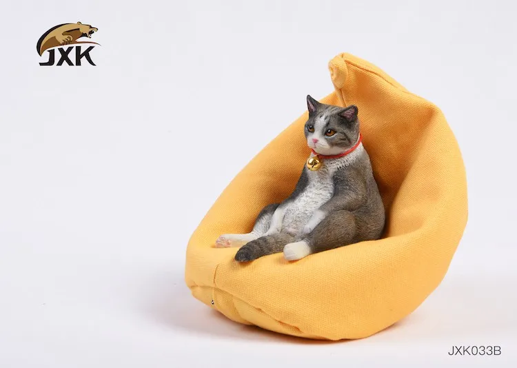 JXK033 1/6 Scale Collectible Resin Cute American Shorthair Pet Cat Lazy Sofa Model for 12inches Animal Scene Ornaments Toys