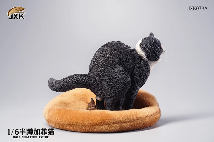 JXK JXK073 1/6 Scale Half Squatting Exotic Shorthair Cat Simulation Model 7.5cm Tall with Mat Ornaments Car Scene Decoration Toy