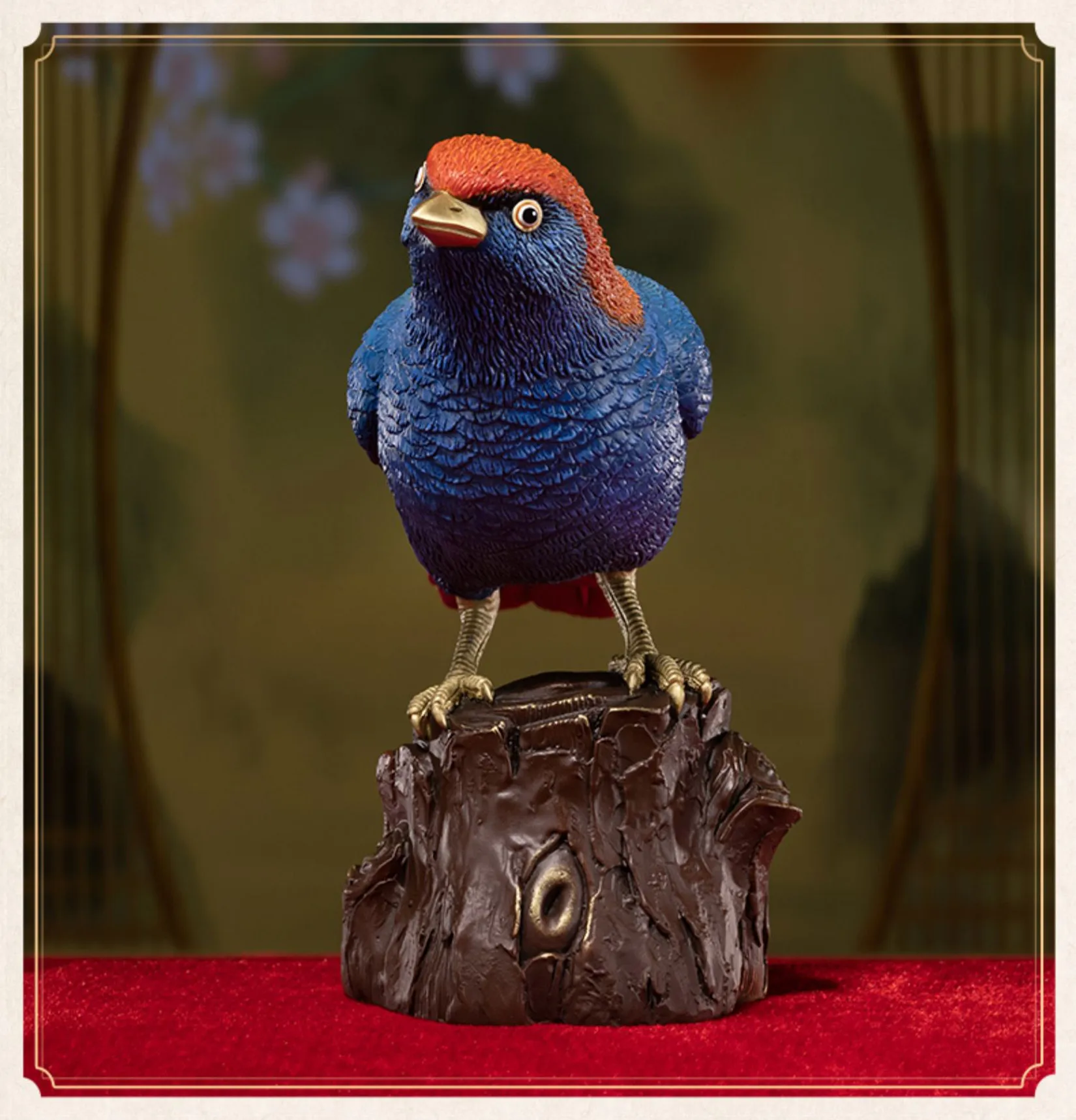 TONGSHIFU Red-winged Laughingthrush Model Brass Birds Collection Statue Decor Birthday Gift Handmade Scene Photography Props