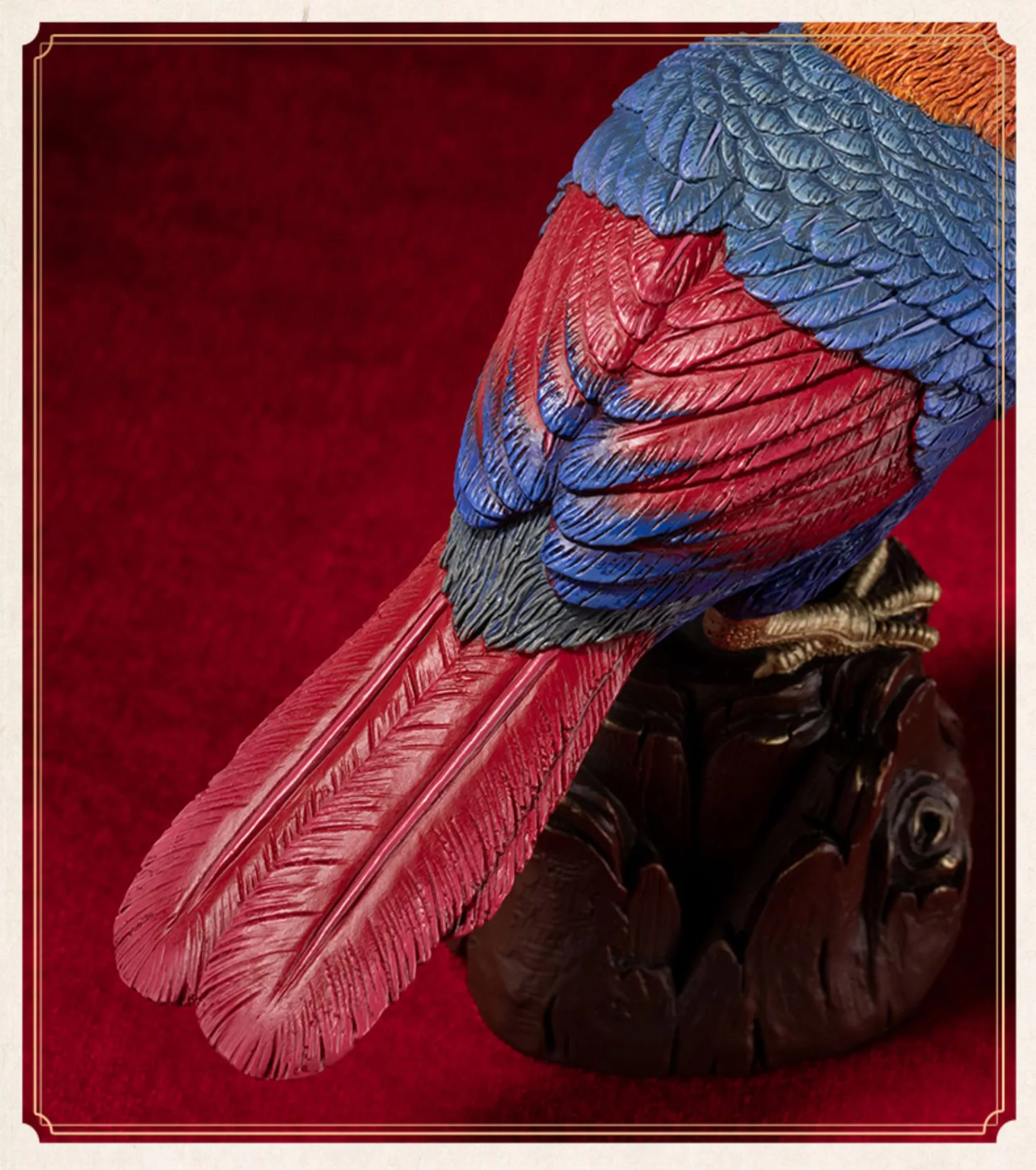 TONGSHIFU Red-winged Laughingthrush Model Brass Birds Collection Statue Decor Birthday Gift Handmade Scene Photography Props