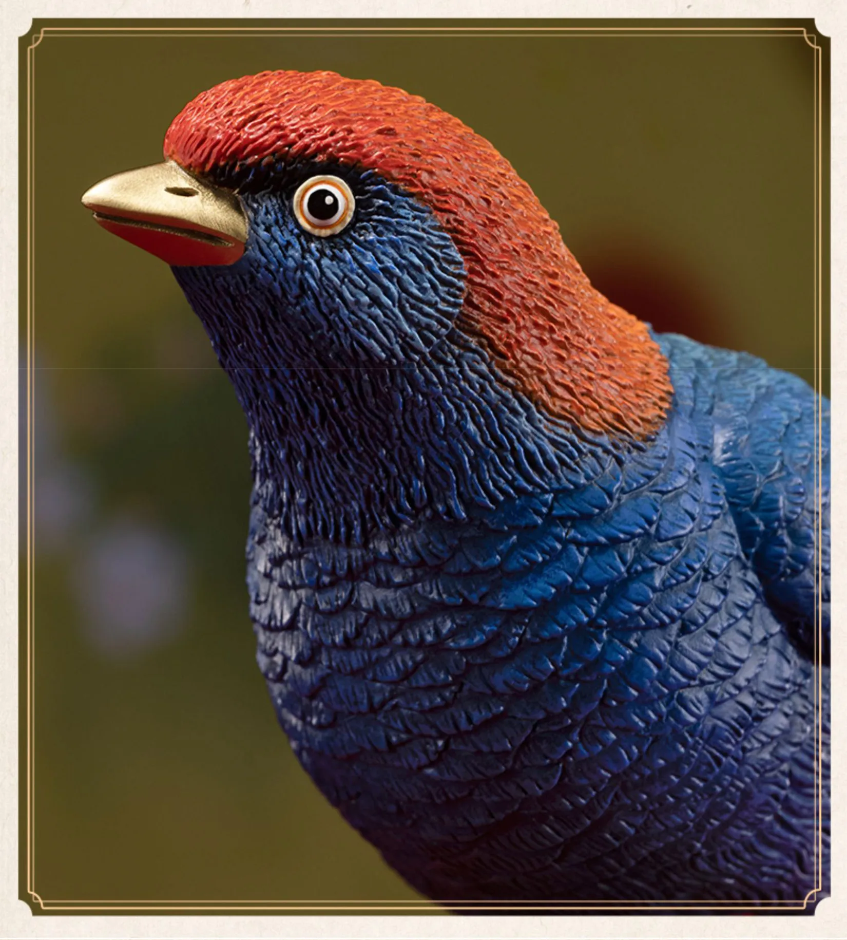 TONGSHIFU Red-winged Laughingthrush Model Brass Birds Collection Statue Decor Birthday Gift Handmade Scene Photography Props