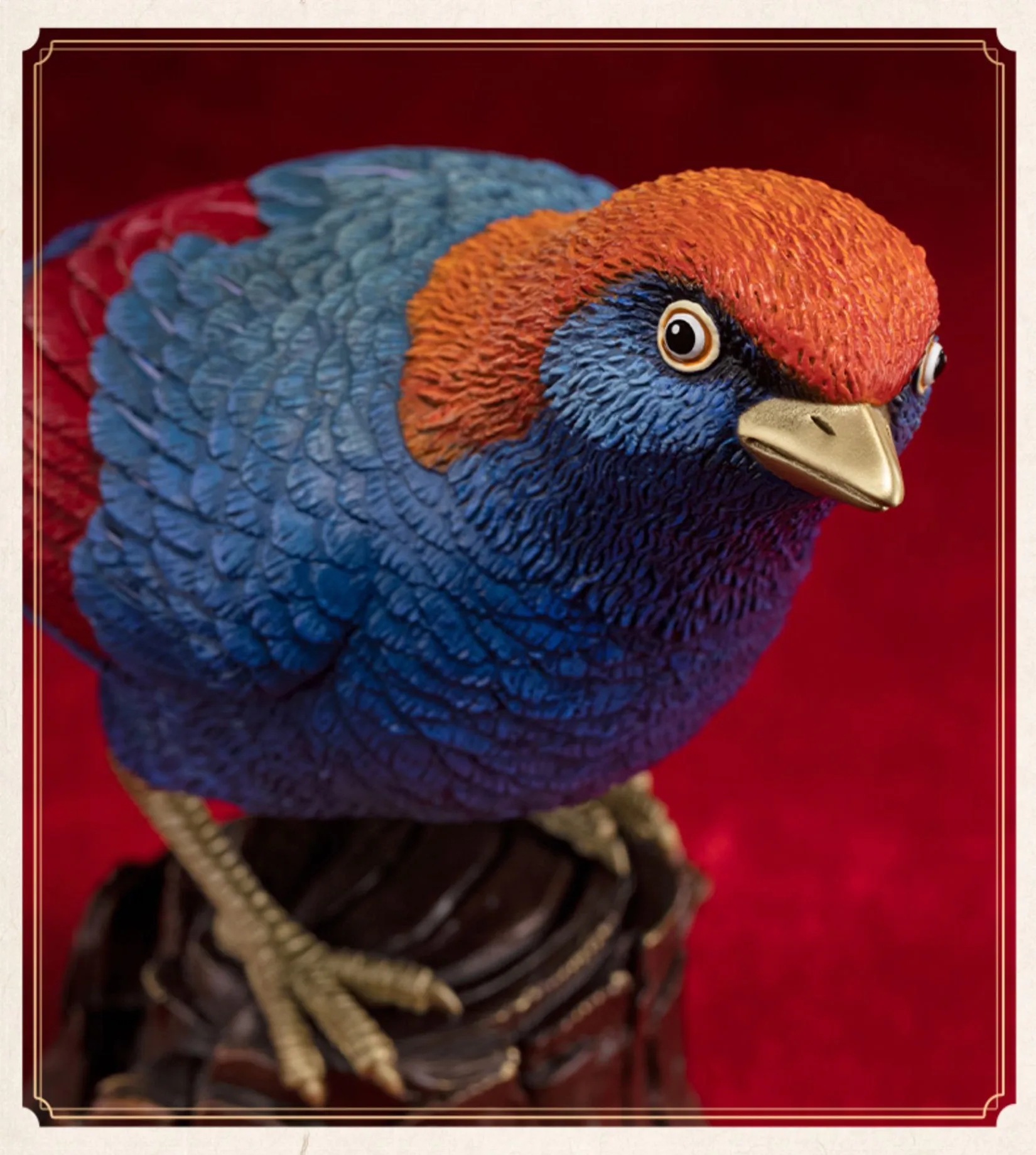 TONGSHIFU Red-winged Laughingthrush Model Brass Birds Collection Statue Decor Birthday Gift Handmade Scene Photography Props