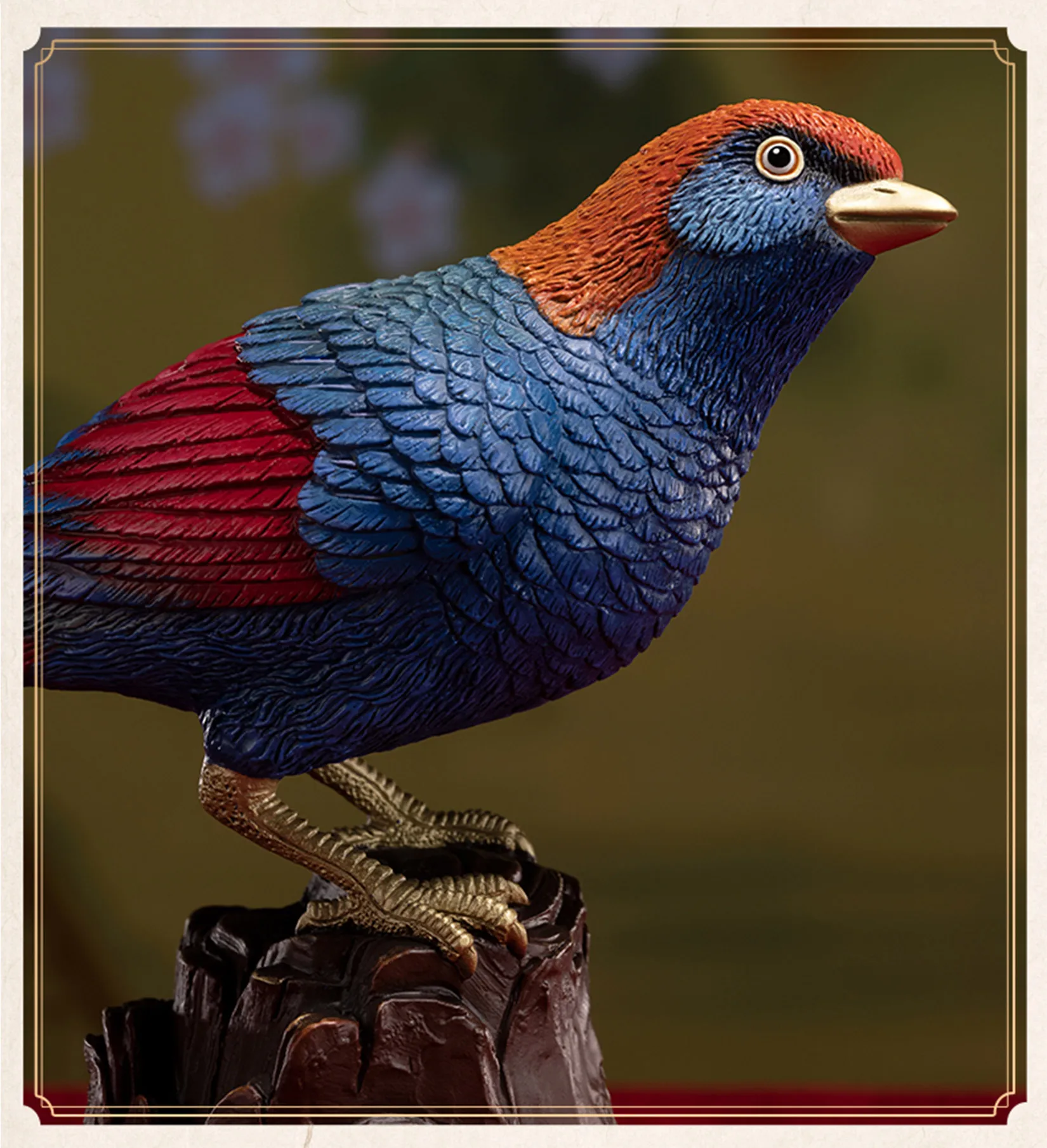 TONGSHIFU Red-winged Laughingthrush Model Brass Birds Collection Statue Decor Birthday Gift Handmade Scene Photography Props