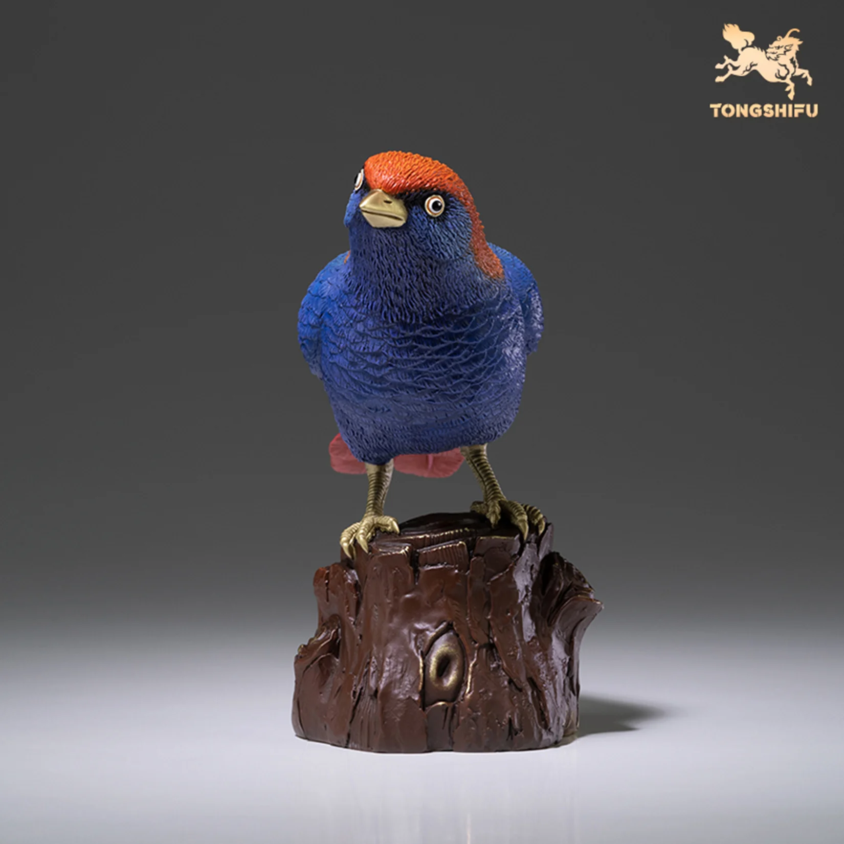 TONGSHIFU Red-winged Laughingthrush Model Brass Birds Collection Statue Decor Birthday Gift Handmade Scene Photography Props