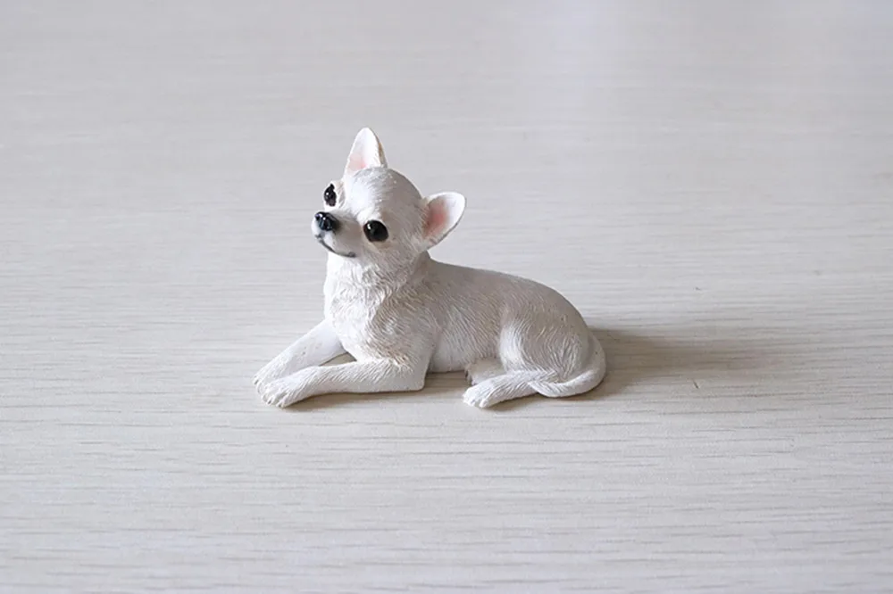 JJM Cute Mini Chihuahua Dog Pet Animal Figure Resin Car Decoration  Model Educational for Children Adults  Gift